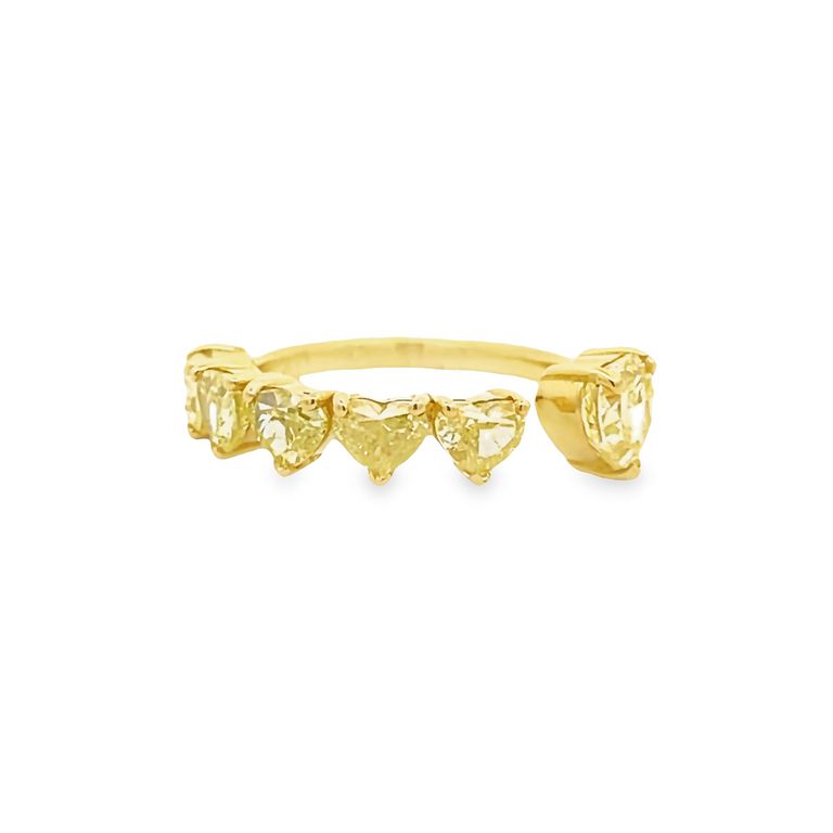 Heart Shape Fancy Yellow Diamond Ring Band 3.21CT 18K Yellow Gold