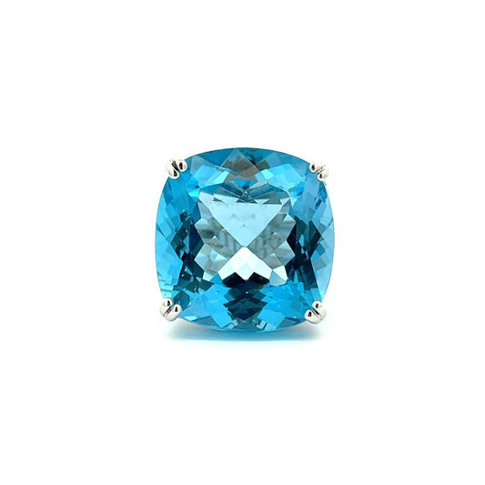 Blue Topaz 52.30 CT & Diamond Cocktail Ring 0.90CT In 14K White Gold