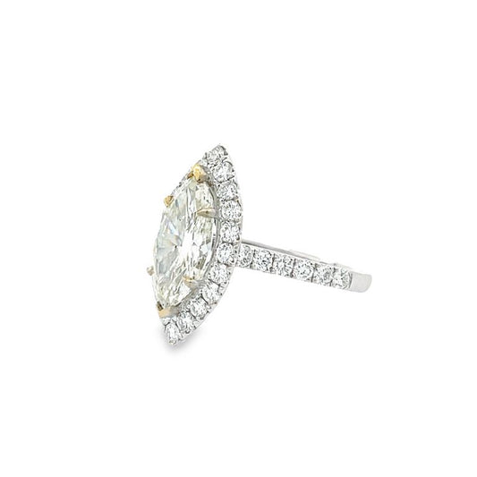 Marquise Engagement Ring 3.00CT D.75CT 18K White Gold