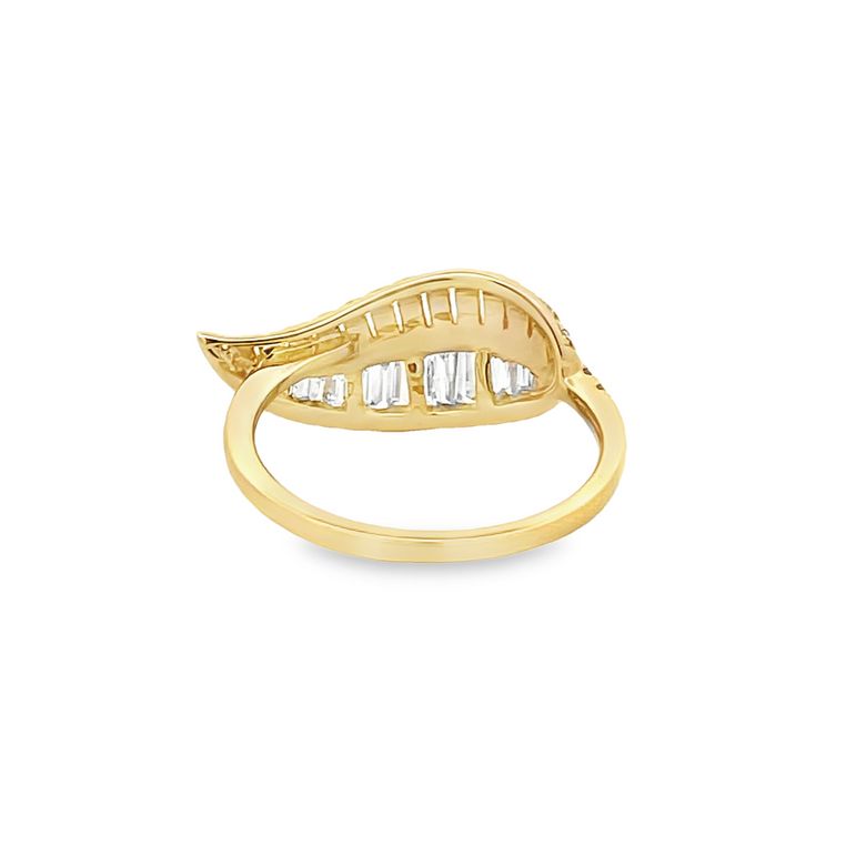 Leaf Fashion Baguette & Round G/SI Diamond Ring 0.74CT 14K Yellow