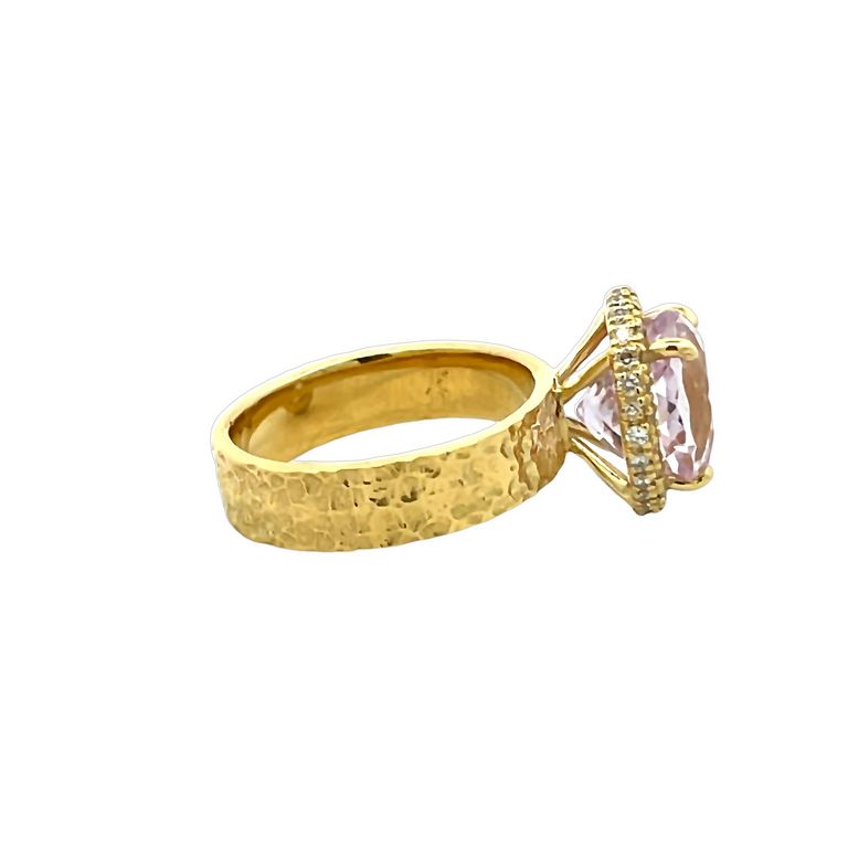 Kunzite 4.84CT & Diamond Cocktail Ring 0.20CT 18K Yellow Gold