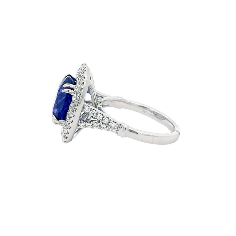 Cocktail Tanzanite 5.32CT & White Diamond Ring 1.13CT 18K White Gold