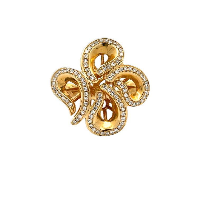 Fashion Flower Diamond Ring 0.37CT 14K Yellow Gold