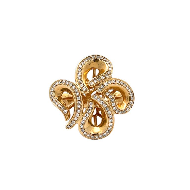 Fashion Flower Diamond Ring 0.37CT 14K Yellow Gold