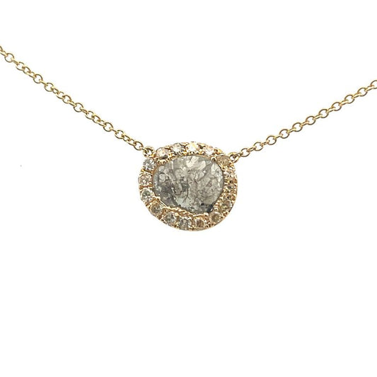 Diamond Slice Pendant Necklace 1.38CT 18K Yellow Gold