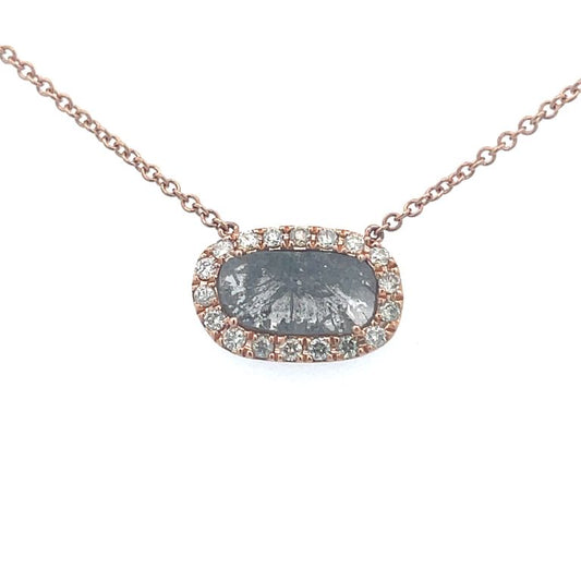 Diamond Slice Pendant Necklace 1.34CT 18K Rose Gold