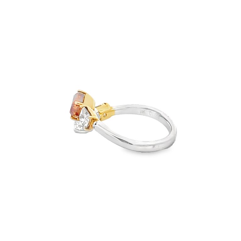 Chocolate Diamond Ring 1.00CT CU 1.01CT Yellow 0.61CT 18KW E/SI1 GIA