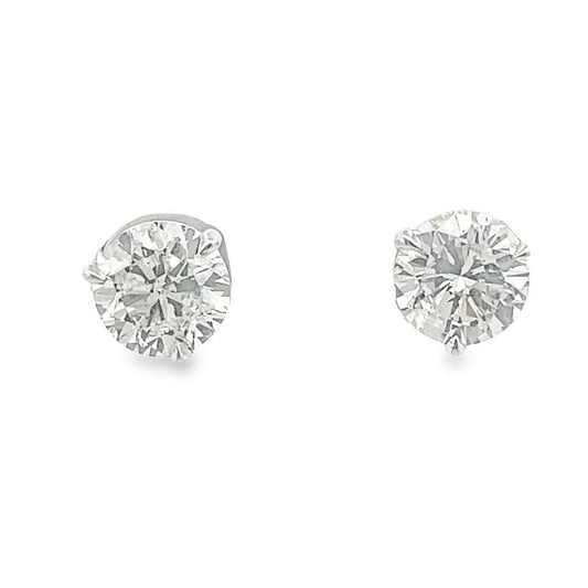 White Round Diamond 3.76CT G/ SI2 14K White Gold Diamond Studs Earrings