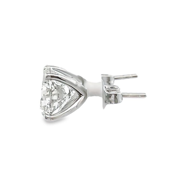 White Round Diamond 6.59 CT H/ SI1 - SI2 14K White Gold Diamond Studs Earrings