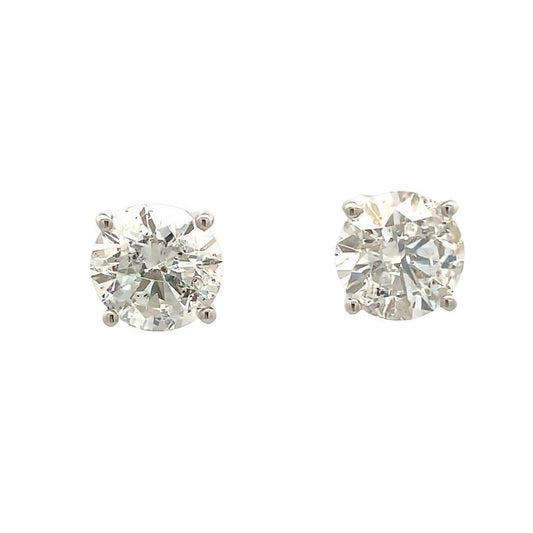 White Round Diamond 6.59 CT H/ SI1 - SI2 14K White Gold Diamond Studs Earrings